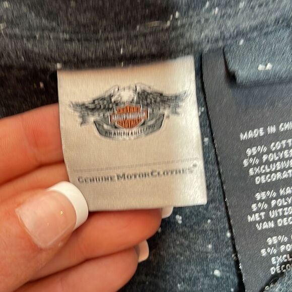 Harley Davidson Embellished Speckled Raglan T-shirt. Size Medium. - Picture 5 of 11